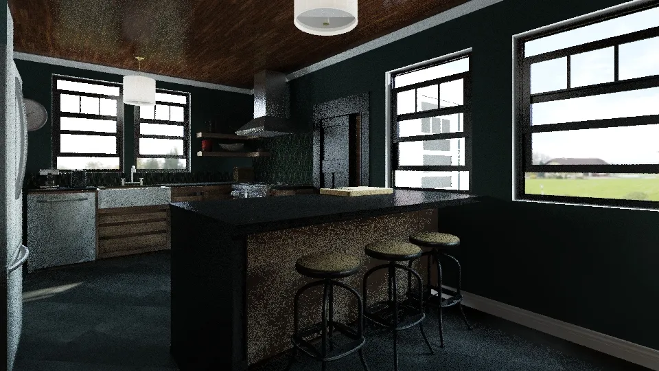 final kitchen - new BR, second door 3d design renderings