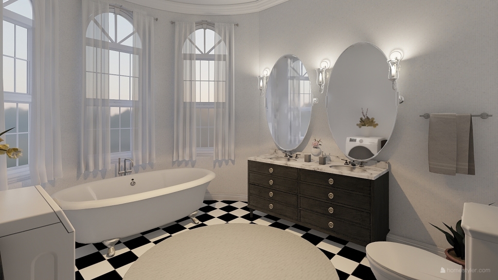 Traditional Βιλα Beige White Black 3d design renderings
