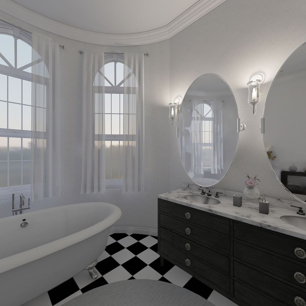 Traditional Βιλα Beige White Black 3d design renderings