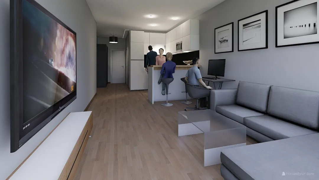 mieszkanie 6 duża kuchnia 3d design renderings