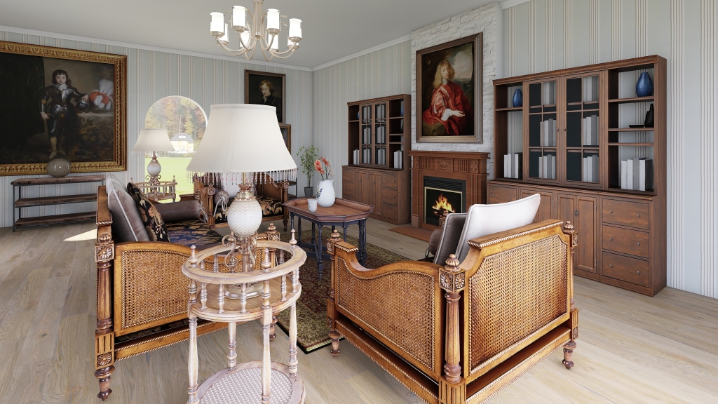 French style room 3d design renderings