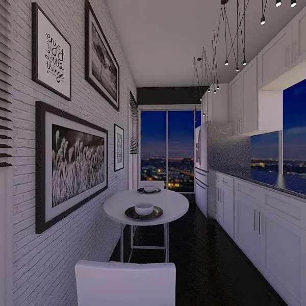 Tiny Modern Kitchen 3d design renderings