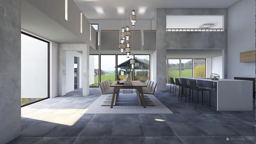 Industrial Bauhaus A Mansion Balustrade Grey 3d design renderings