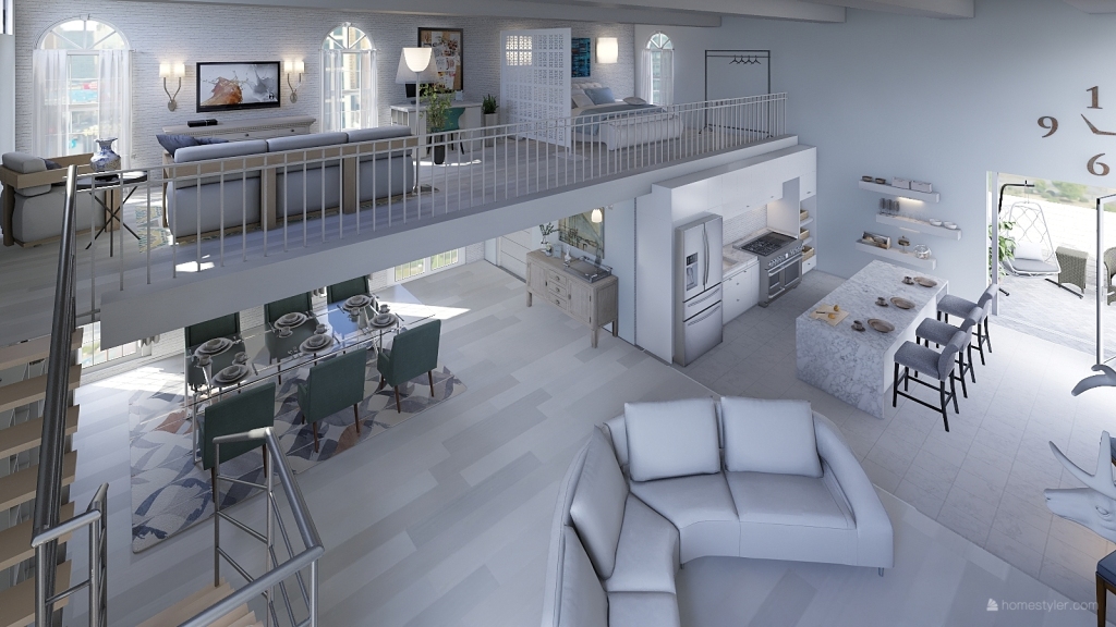 Clean Loft House 3d design renderings