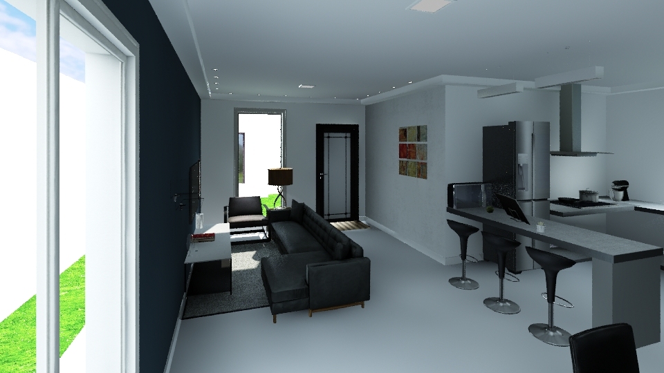 casa 2 quartos 3d design renderings