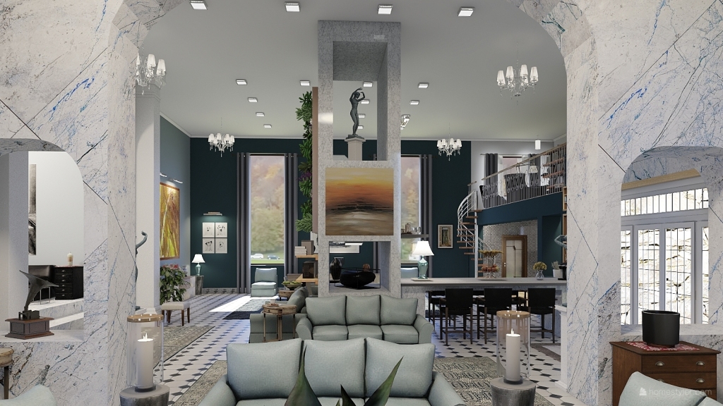 Blue House 3d design renderings