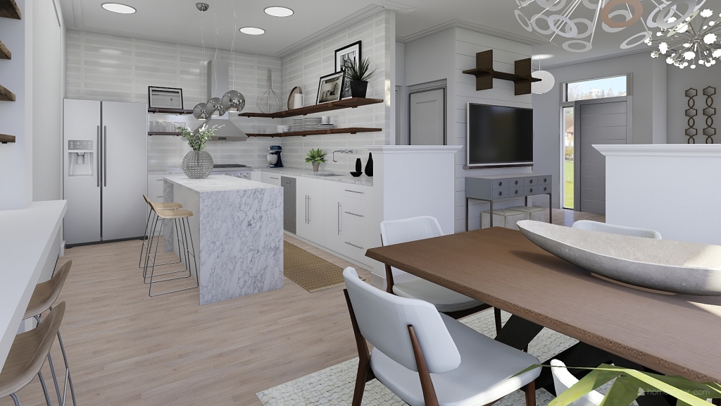 Rustic Contemporary my main floor White Beige 3d design renderings