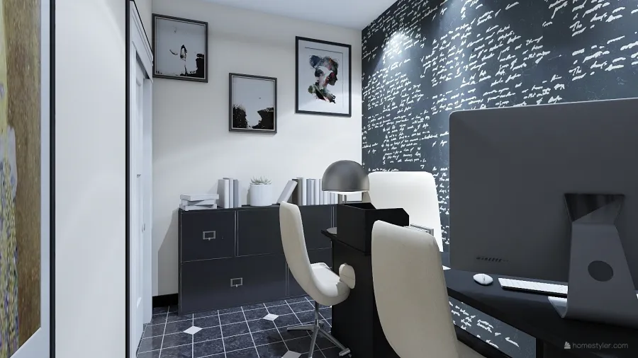 Modern Traditional 1.blocco Black White Grey 3d design renderings