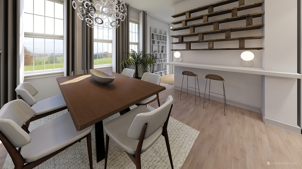 Rustic Contemporary my main floor White Beige 3d design renderings