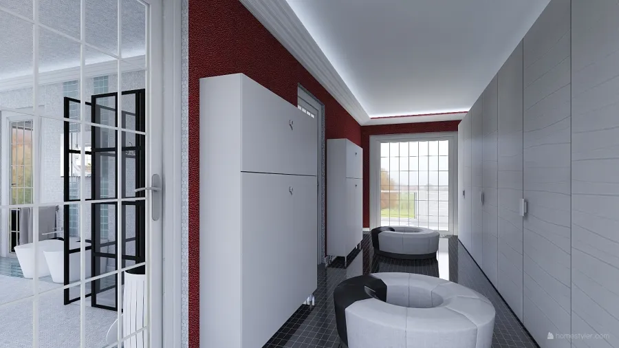 Modern BLOCCO 2 White Grey Red 3d design renderings