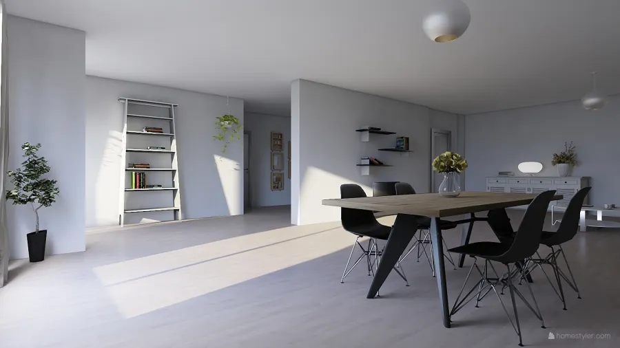 woonkamer/open keuken 3d design renderings