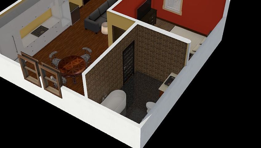 One Bedroom house 3d design picture 65.32