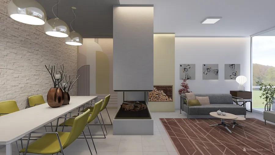 Modern villa moderna White Yellow 3d design renderings