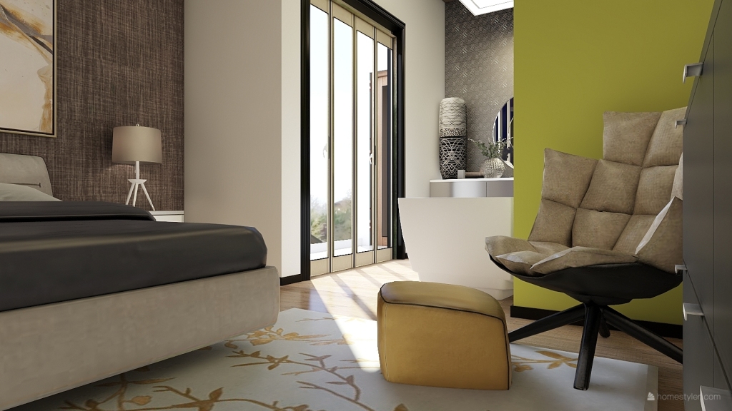 Modern ArtDeco appartamento Grey Green White 3d design renderings