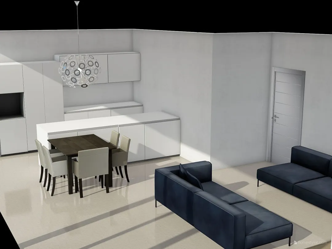 Casa isola verso soggiorno 3d design renderings