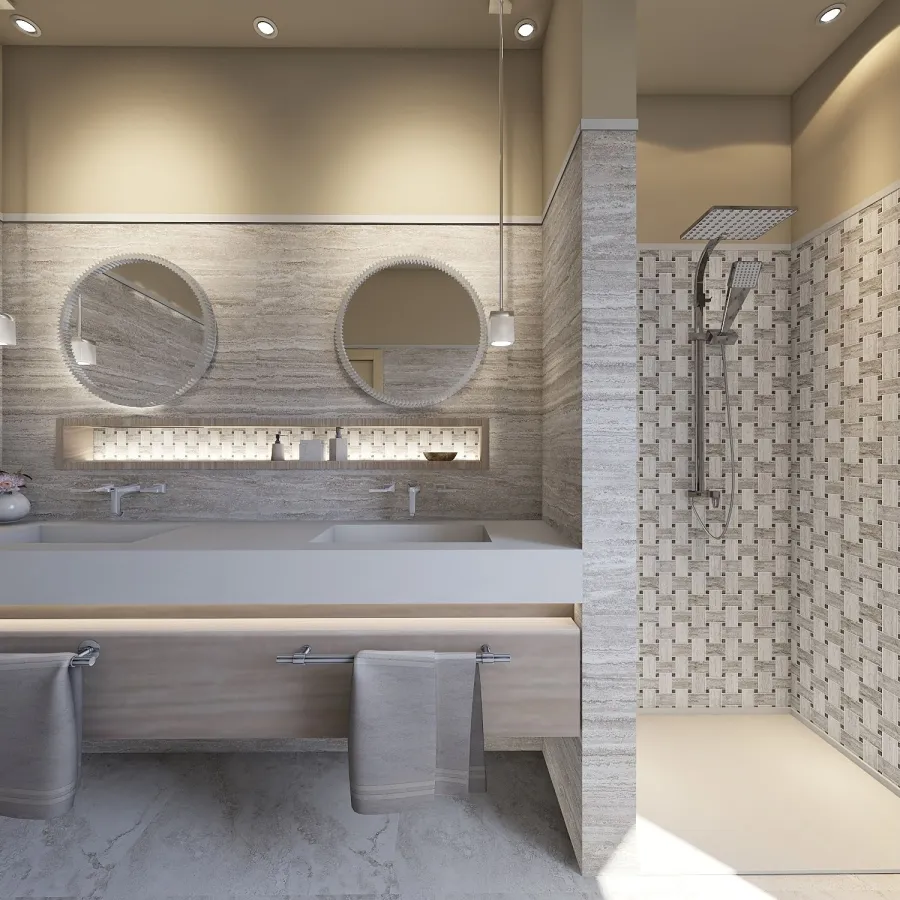 Contemporary Appartamento a Milano Orange White Green 3d design renderings