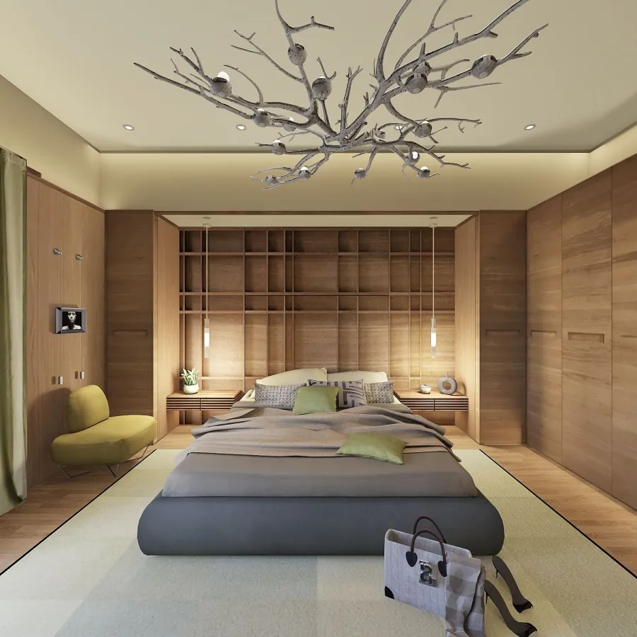 Contemporary Appartamento a Milano Orange White Green 3d design renderings