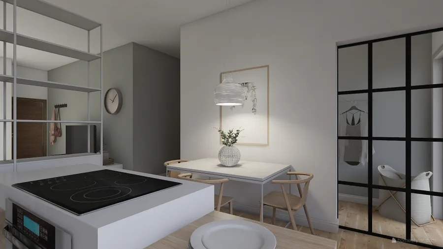 Modern Contemporary TropicalTheme Casa moderna y acogedora. White Grey Yellow Green 3d design renderings