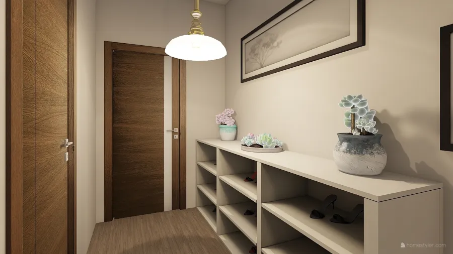 Contemporary Rented apartament Beige Grey WoodTones 3d design renderings