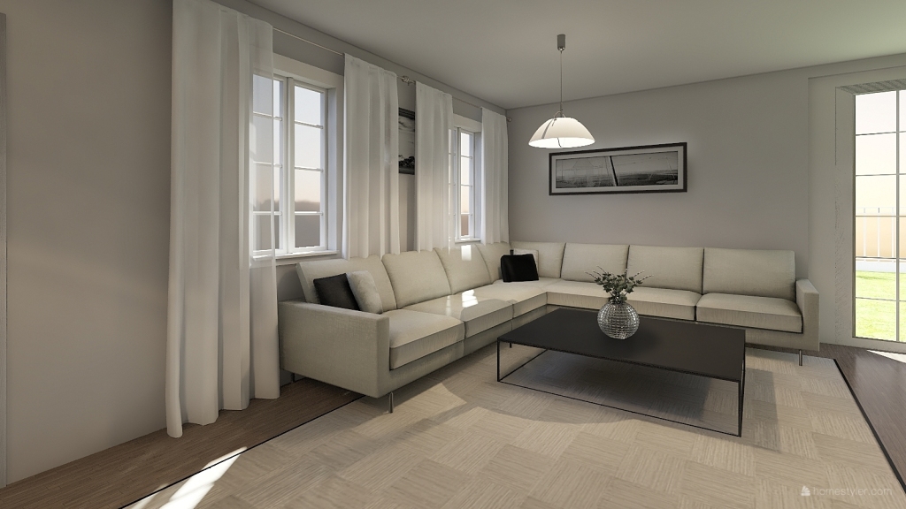 Modern Bright house White Green Grey 3d design renderings