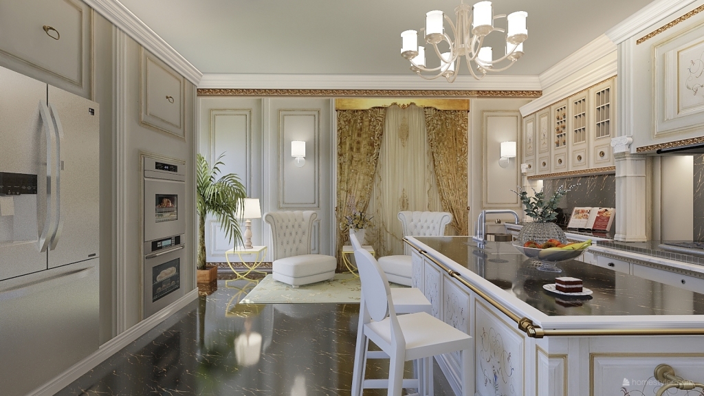 ArtDeco Traditional Luxury Black White Yellow 3d design renderings