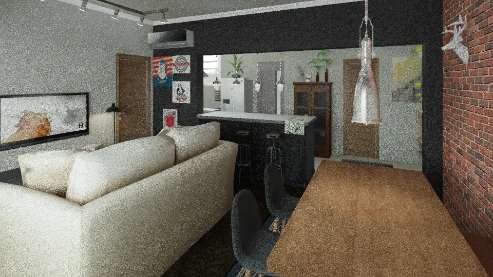 Cozinha-sala 3d design renderings