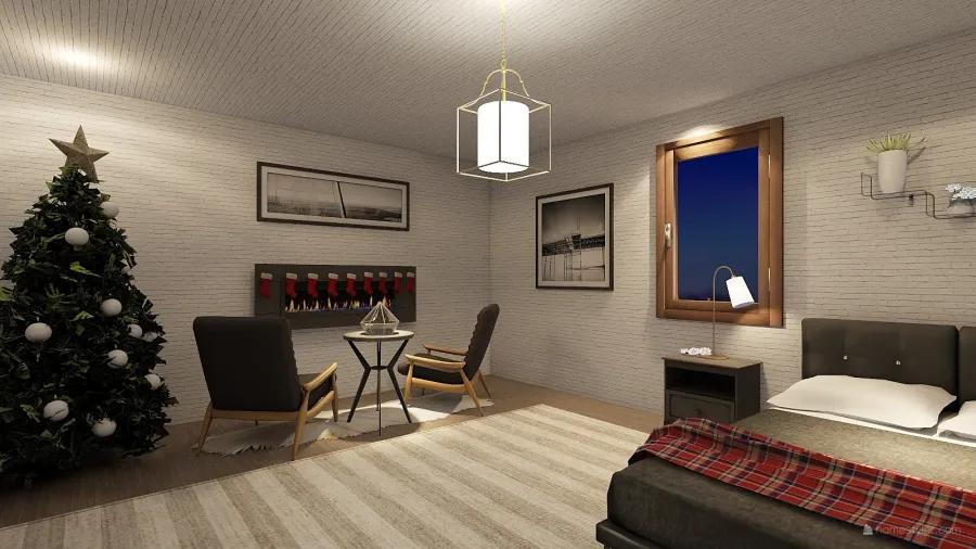 Christmas bedroom 3d design renderings