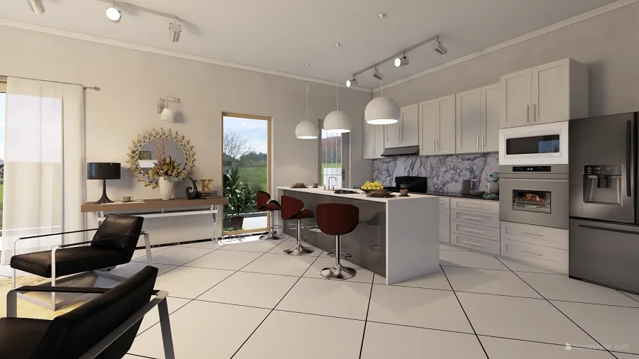 Traditional ArtDeco home Black Beige White 3d design renderings