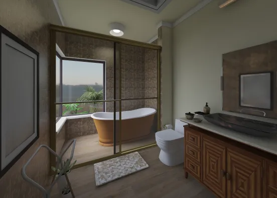 Banheiro Pessoal Golden Wood Design Rendering