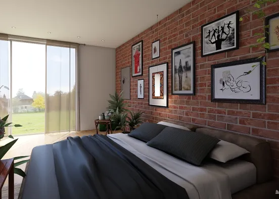 Bedroom with plants Design Rendering