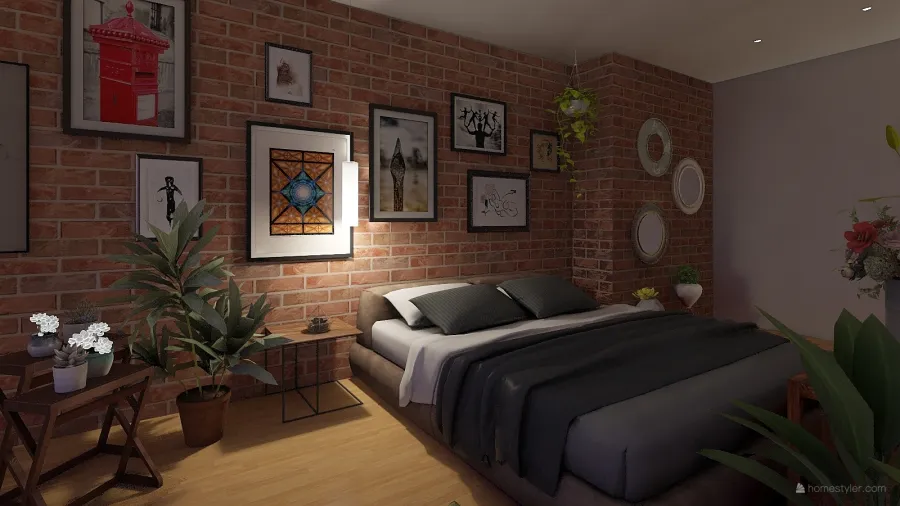 Bedroom with plants 3d design renderings