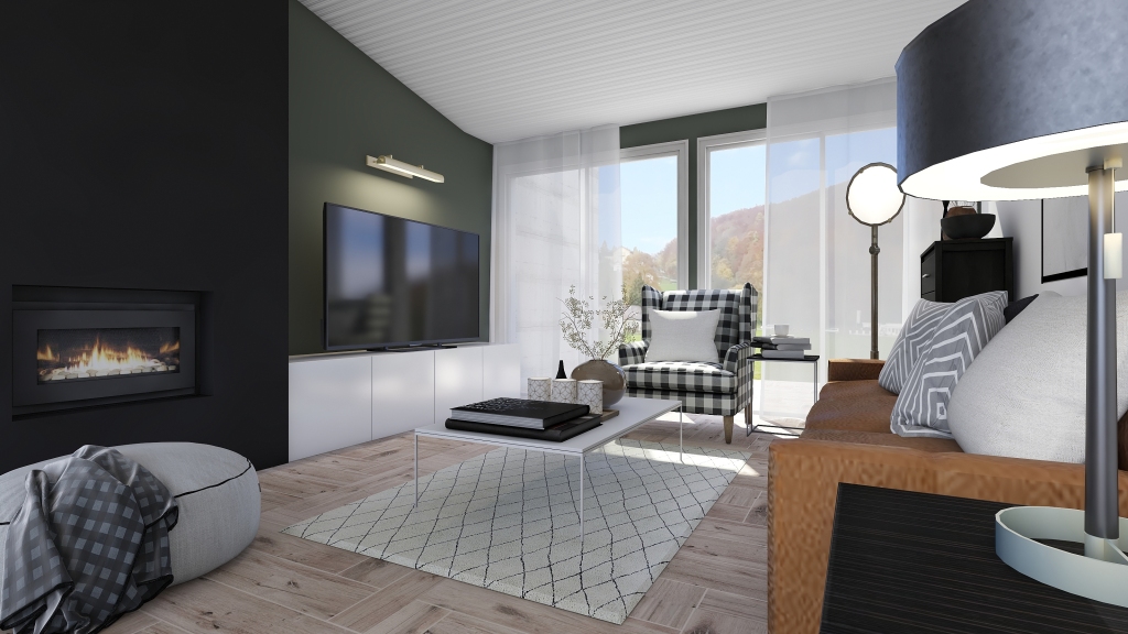 Contemporary Horse House  White Black Green 3d design renderings