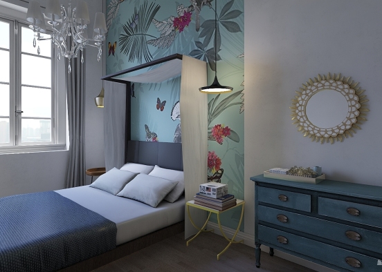 Master bedroom wallpaper Design Rendering