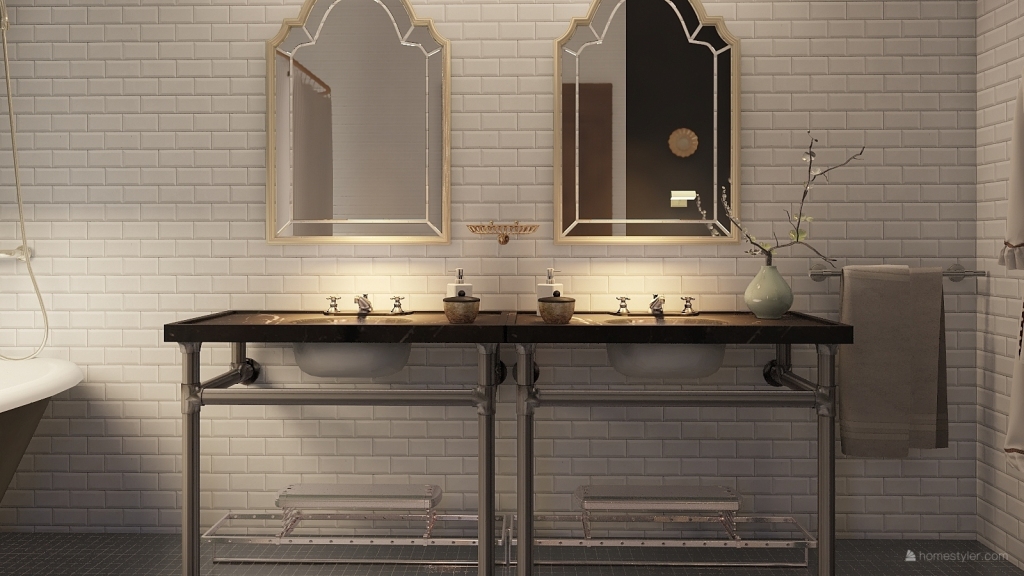 B&W Master Bathroom 3d design renderings