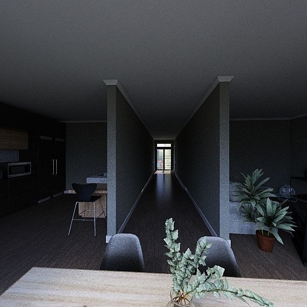 Long Hallway Apartment 3d design renderings