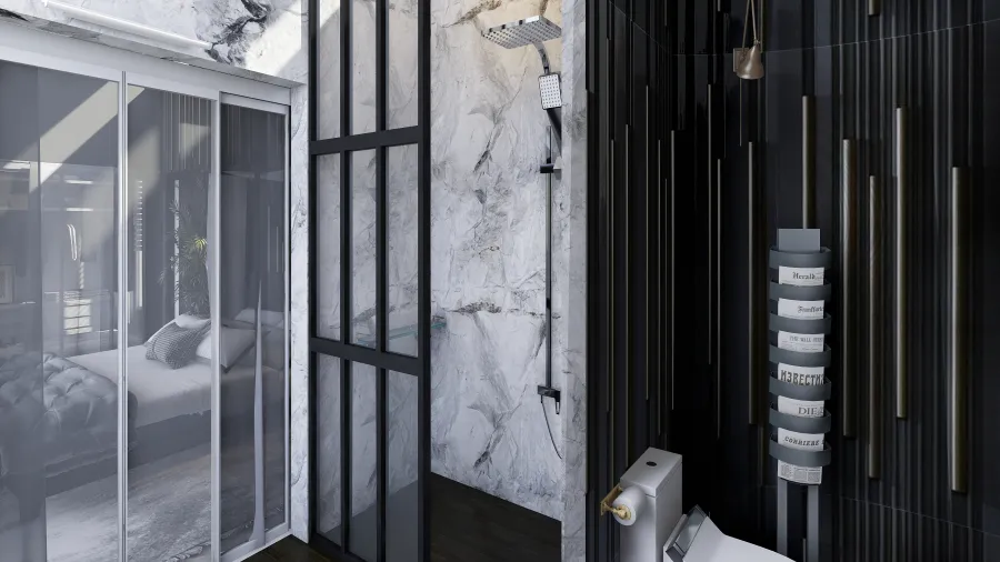 Modern ArtDeco Bauhaus Well Rounded Master  Black Grey White 3d design renderings