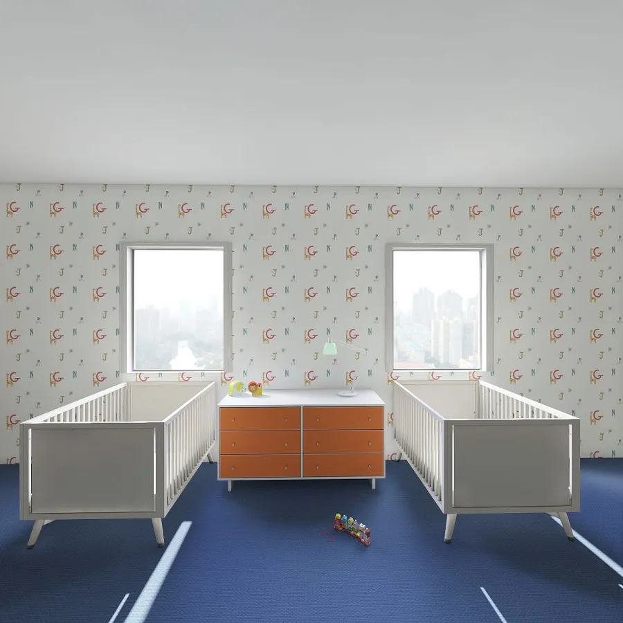 twin baby bedroom 3d design renderings