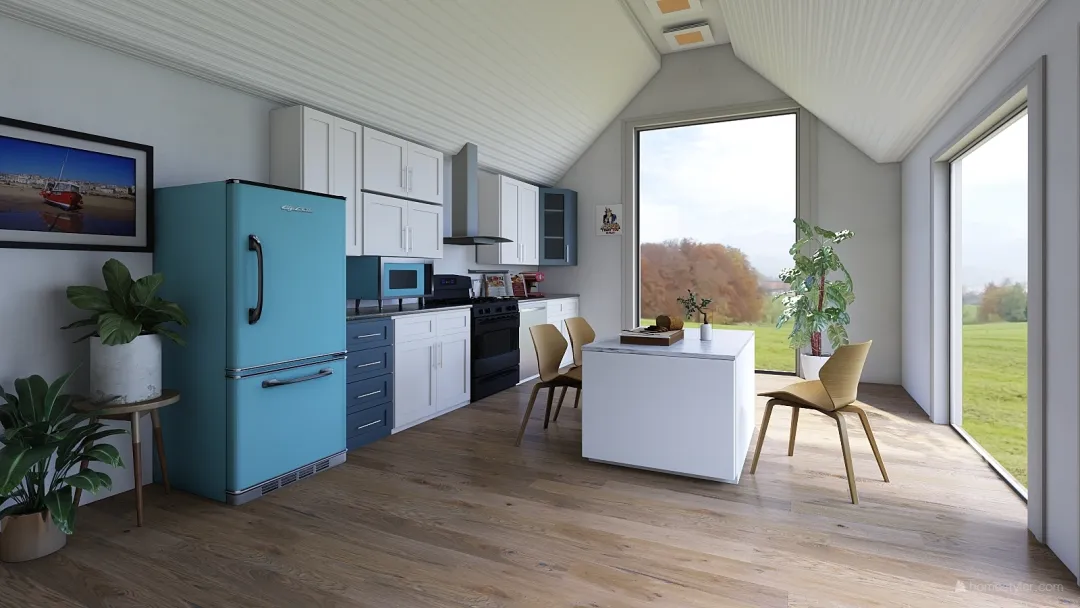 Natural lighting kitchen room 3d design renderings