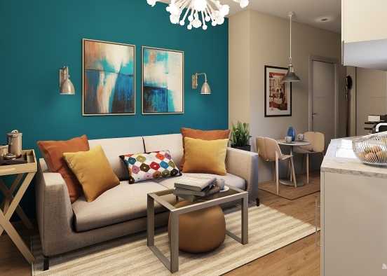 Pop of Color - Kips Bay Apartment Design Rendering