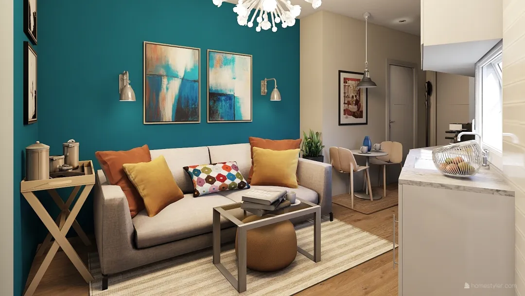 Pop of Color - Kips Bay Apartment 3d design renderings