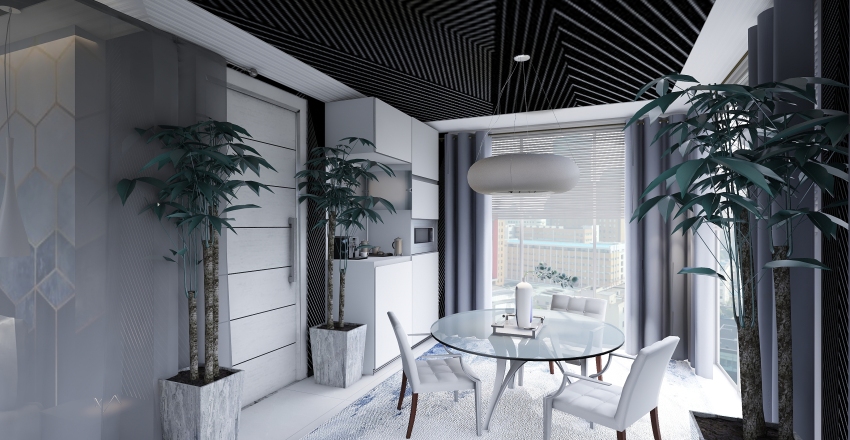 Modern Contemporary hotel master suite Blue Beige Black 3d design renderings