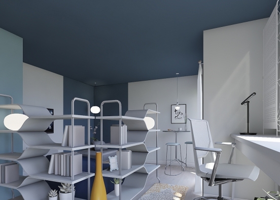 Bleu Très Chic - Woonkamer - Kantoor in huis Design Rendering