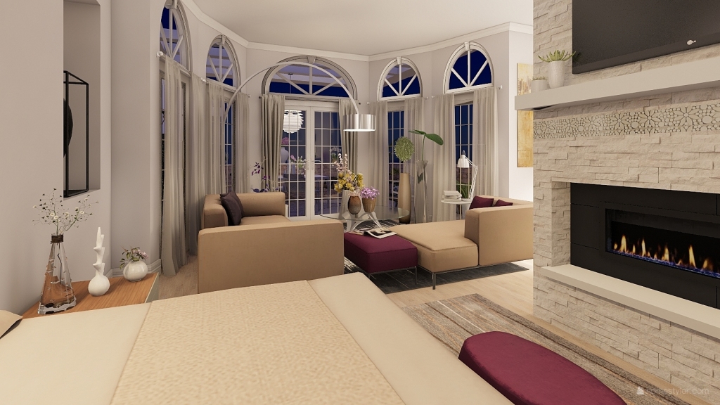 Liliacs and Cream 3d design renderings