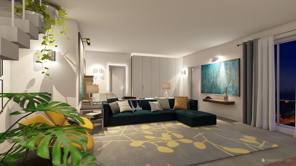 Villa con soggiorno in Openspace 3d design renderings