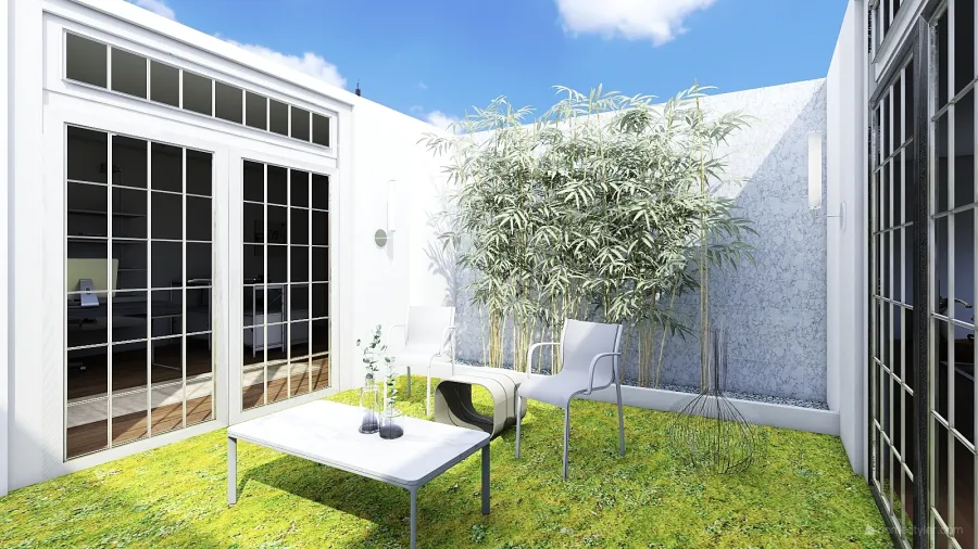 Zen& Industrial courtyard loft 3d design renderings