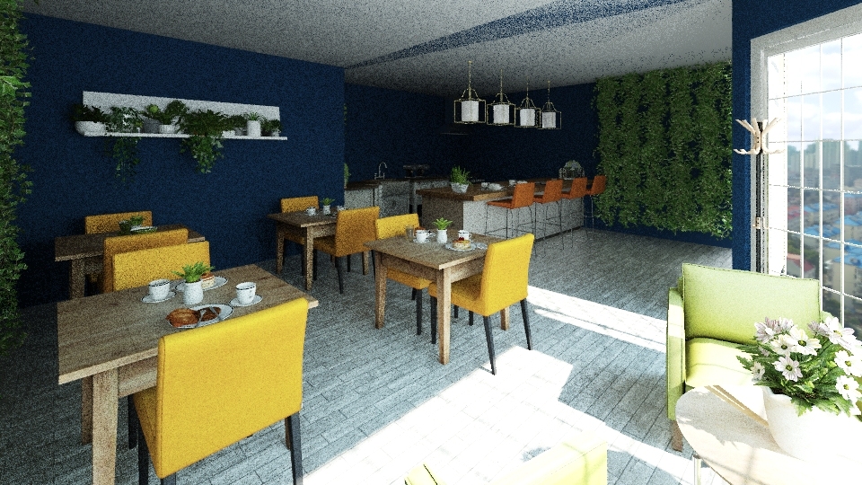 Cafe 1. côté ensoleillé 3d design renderings