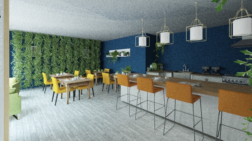 Cafe 1. côté ensoleillé 3d design renderings