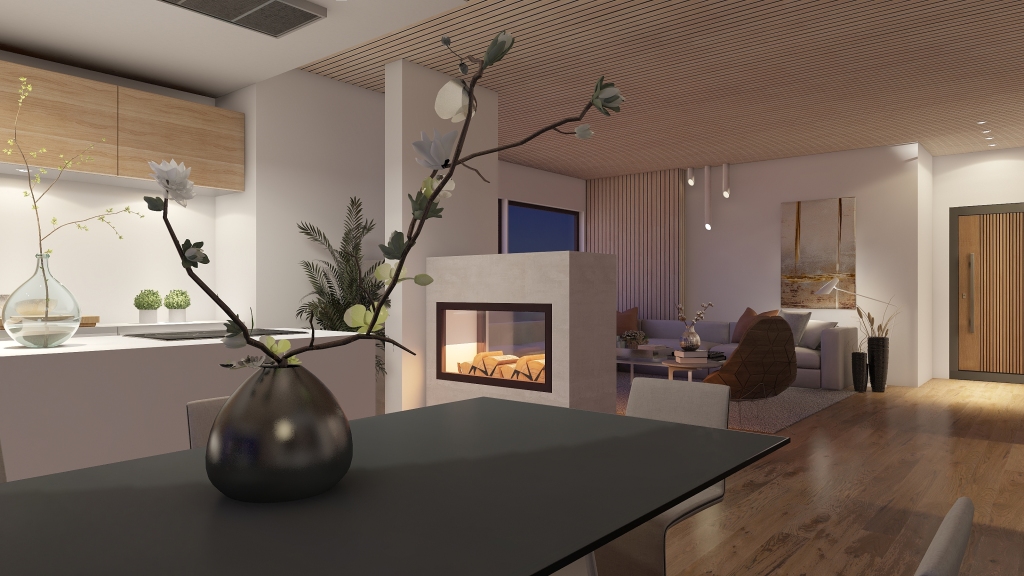 Modern Cálido  Black WoodTones 3d design renderings