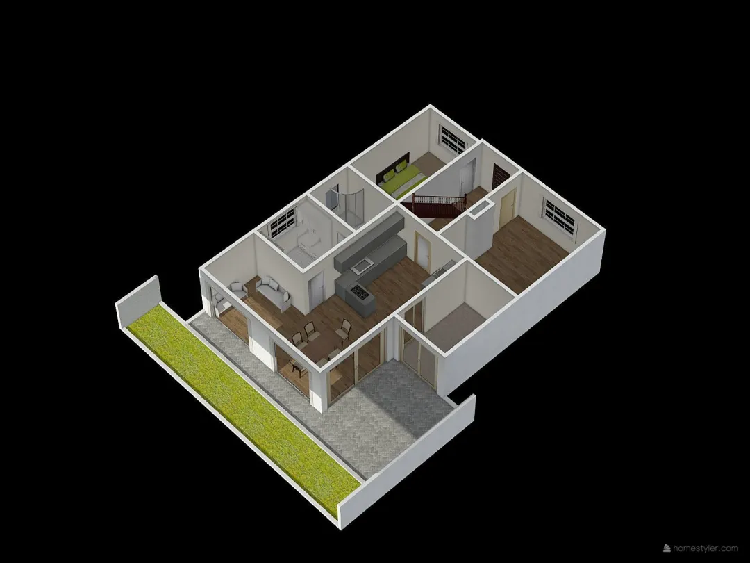 Fernhill Ground Floor - Extended - Half Garden 3d design renderings