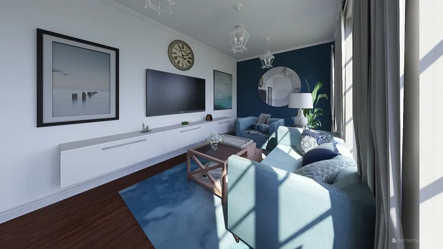 Sala estilo nautico 3d design renderings